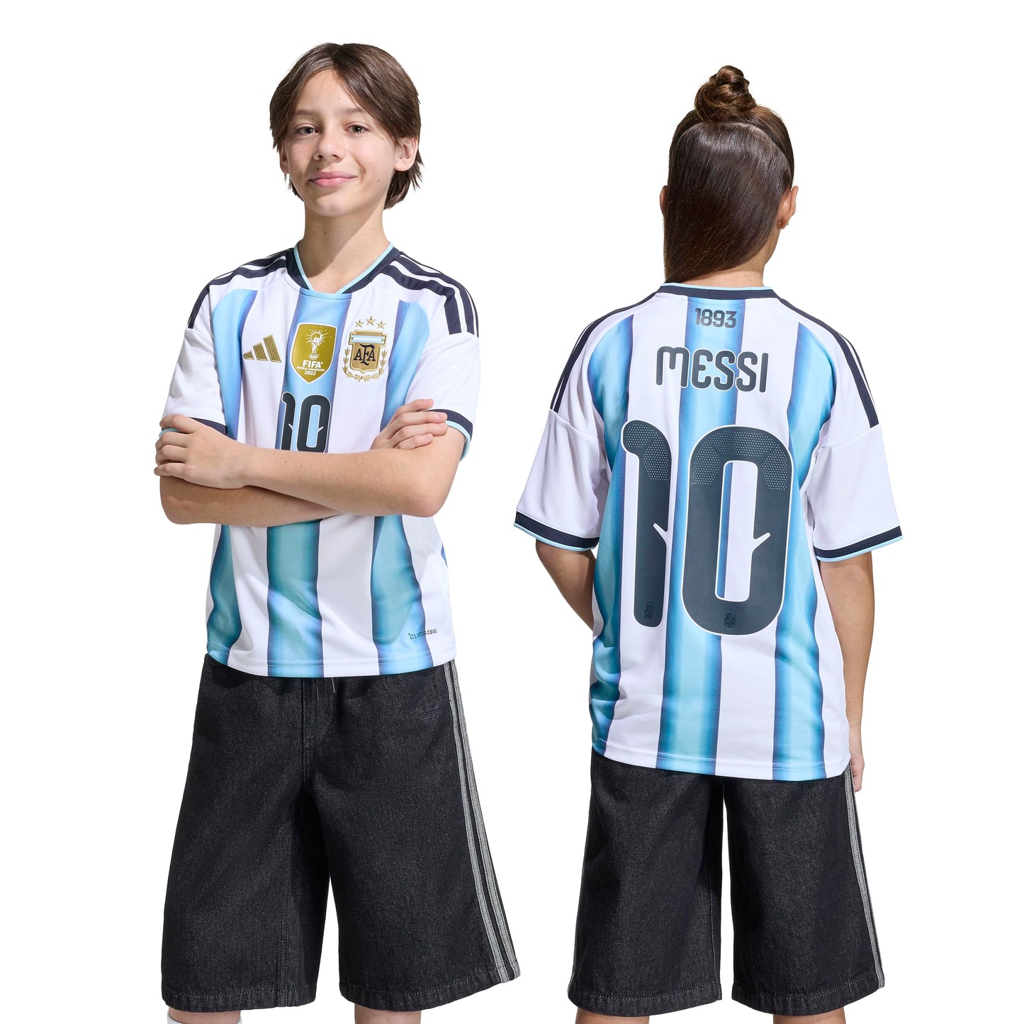 adidas Maglia da bambino Argentina Home Messi 2026 Juniors Short, bianco/blu., 11-12 Years