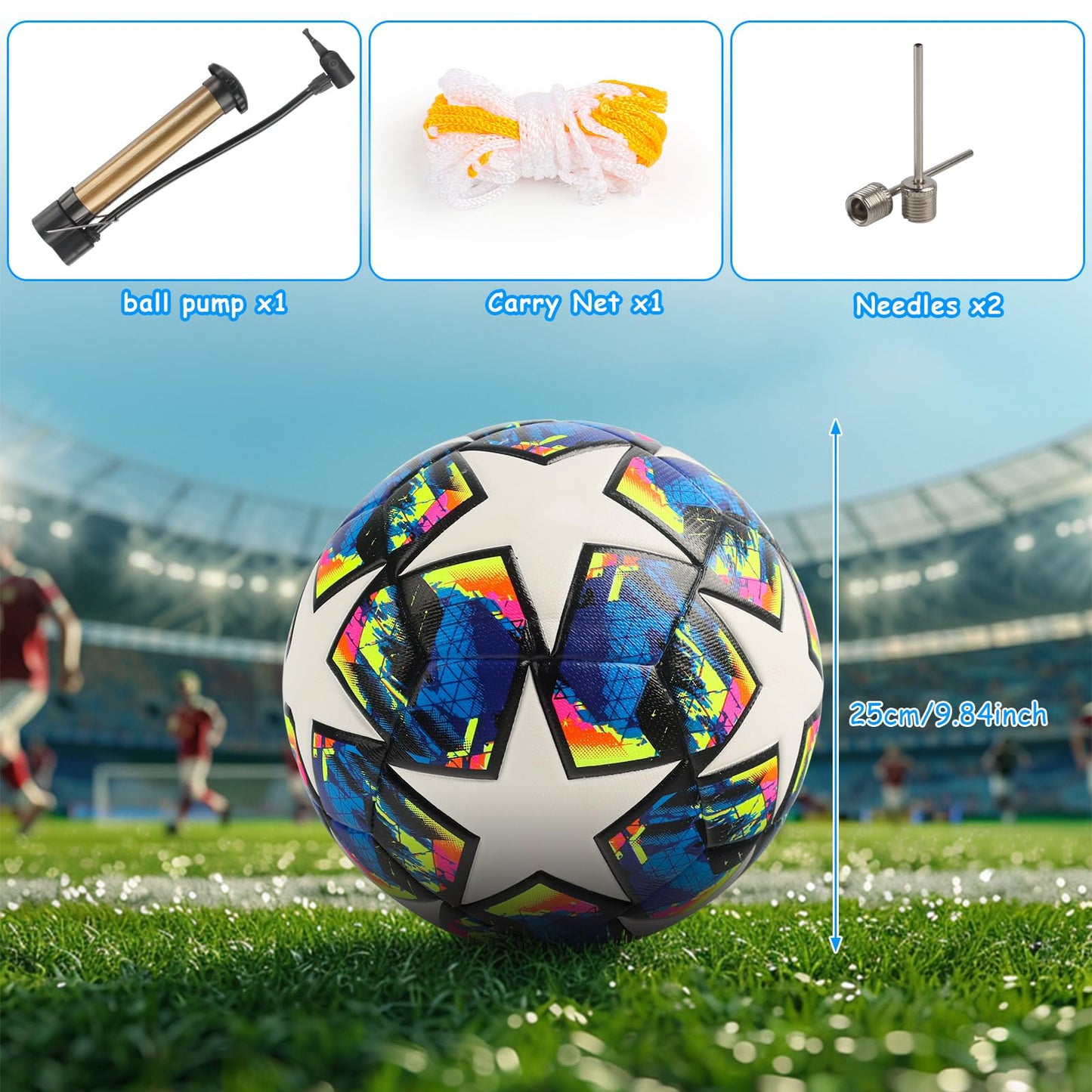 Clvsyh Pallone Da Calcio Champions, Pallone Da Calcio Di Dimensioni 5，Pallone Da Calcio Per Bambini E Adulti Con 1 Pompa Per Palloni, Regalo Di Compleanno Per Il Gioco E L'Allenamento