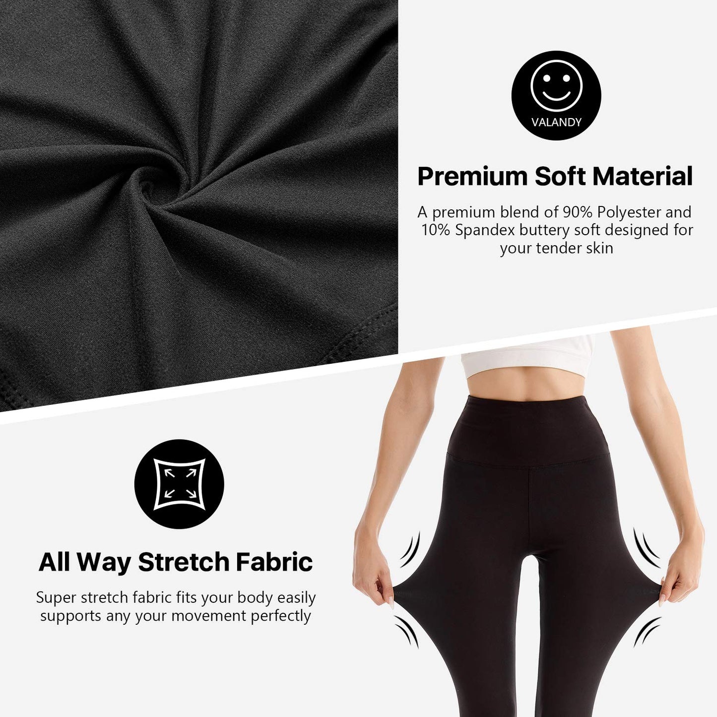 SINOPHANT 2 Confezione Leggins Sportivi Donna a Vita Alta, Pantaloni Yoga Controllo della Pancia Opaco Elastici Leggings,L-XL,Nero/Nero