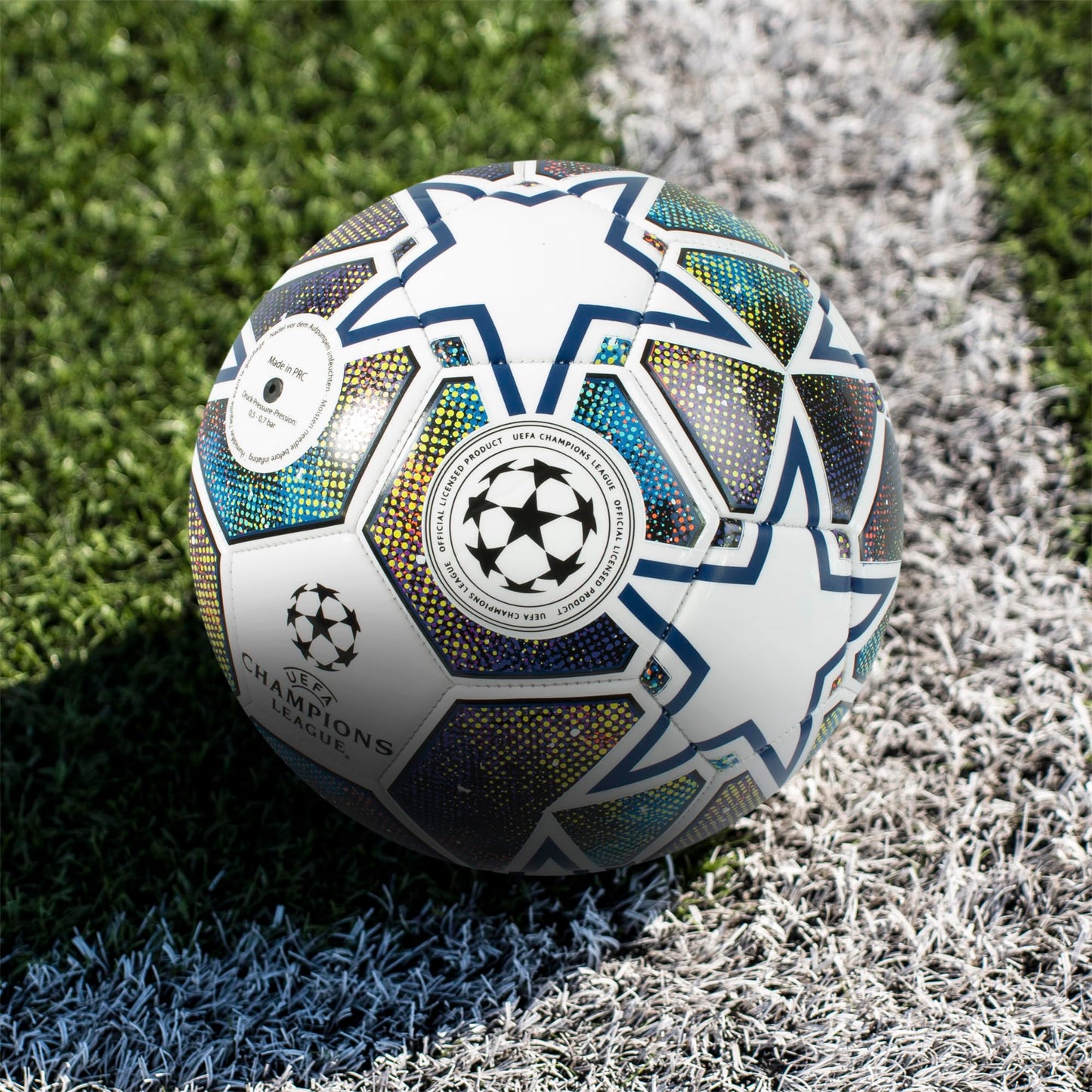 UEFA Champions League - Pallone da calcio, taglia 5, licenza ufficiale, allenamento, partita, merchandising, collezione per bambini e adulti, ottima idea regalo per calcio, bianco/blu/verde