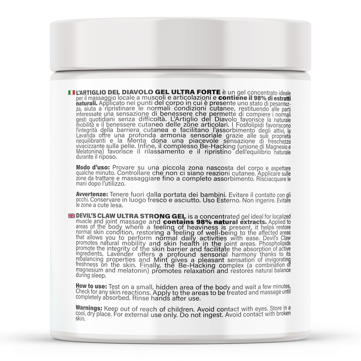 Gel Artiglio Del Diavolo Extra Forte 550ml - Crema per Dolori Articolari e Muscolari - Cervicale Contratture Mal di Schiena con Artiglio Del Diavolo, Magnesio e Melatonina - Ideale per Sportivi