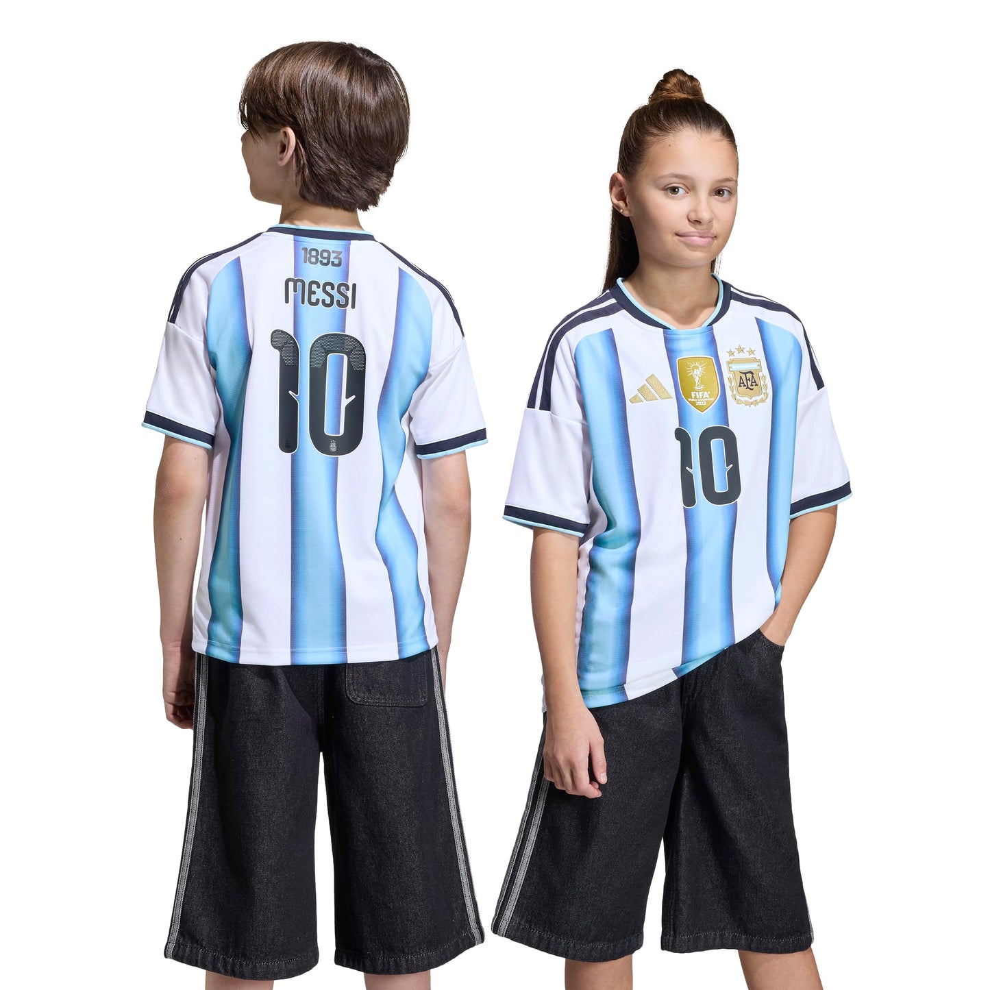 adidas Maglia da bambino Argentina Home Messi 2026 Juniors Short, bianco/blu., 11-12 Years