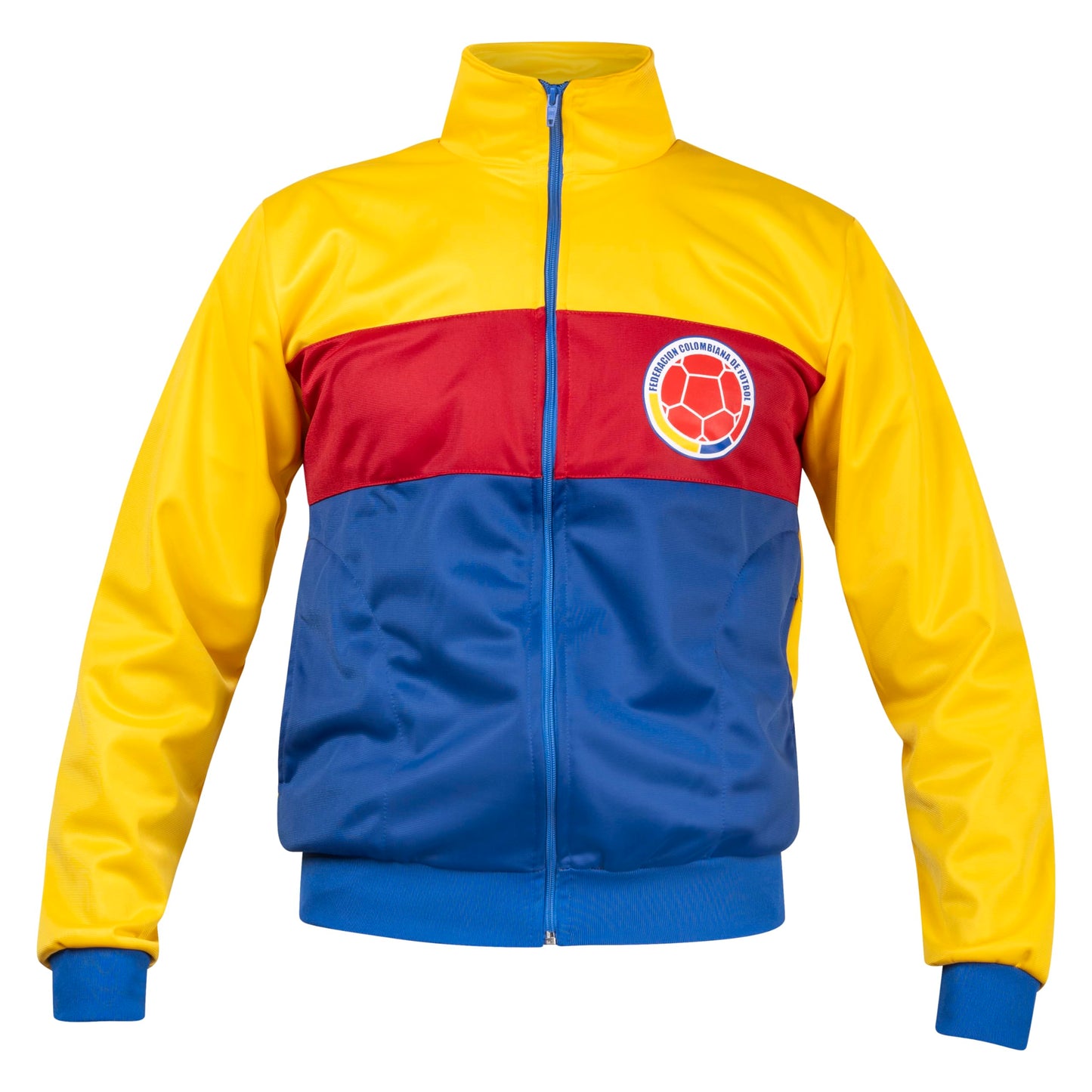 JL Sport Maglione giacca sportiva vintage Colombia retrò calcio giallo blu e rosso XL