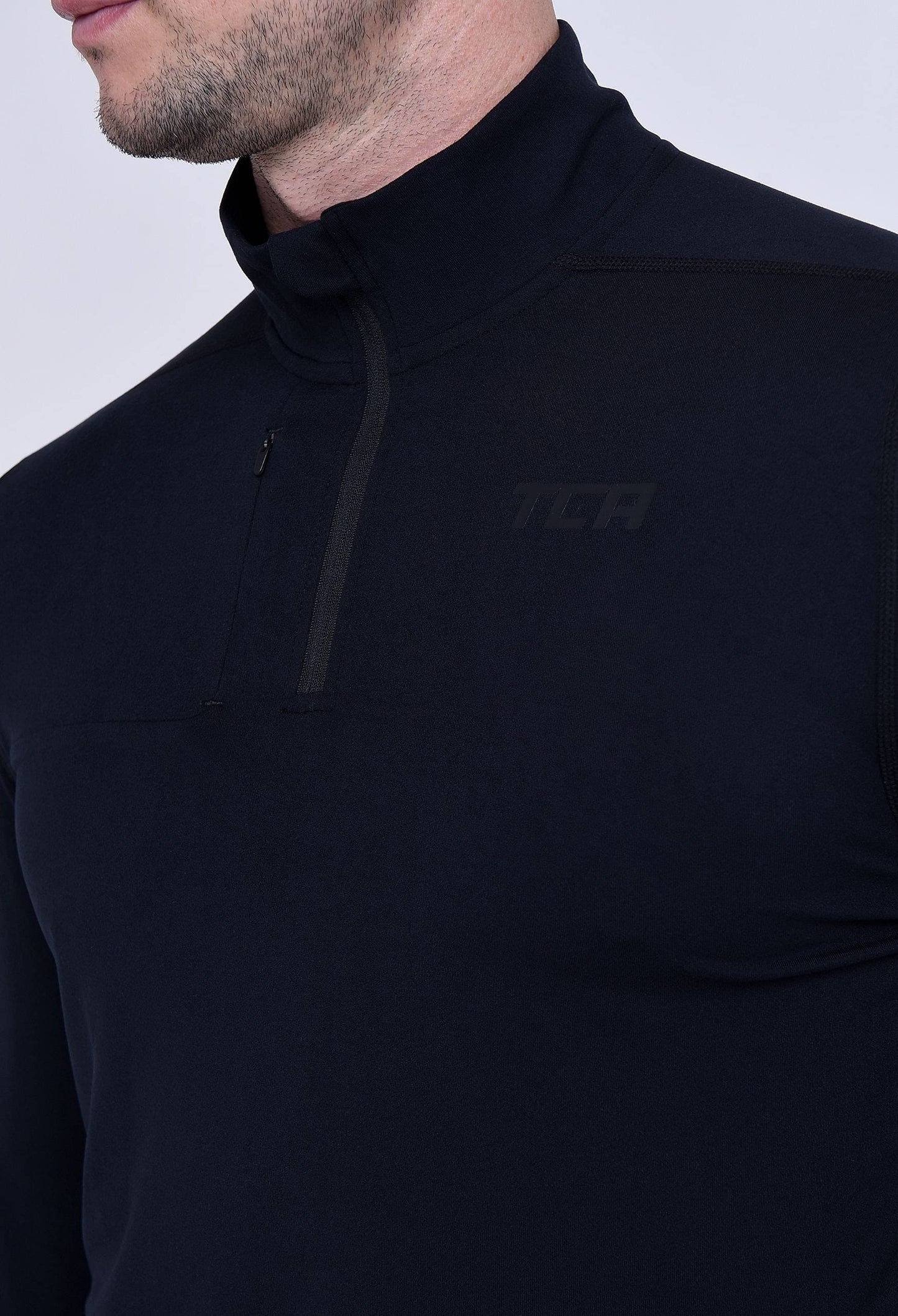 TCA Maglia Termica Uomo Fusion PRO - Sottogiacca Moto con Maniche Lunghe e Zip - Maglia Termica Tecnica Uomo con Manica Lunga - Abbigliamento Termico Moto e da Corsa - Nero, XL