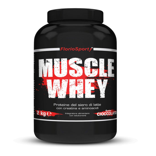 Muscle Whey FlorioSport®, 2 Kg Proteine del Siero Latte con Creatina Taurina Aminoacidi Whey Proteine Per la crescita ed il mantenimento della massa muscolare (Vaniglia)