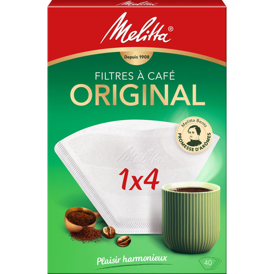 Melitta Original Filtri 1 x 4, Confezione da 40, Bianco
