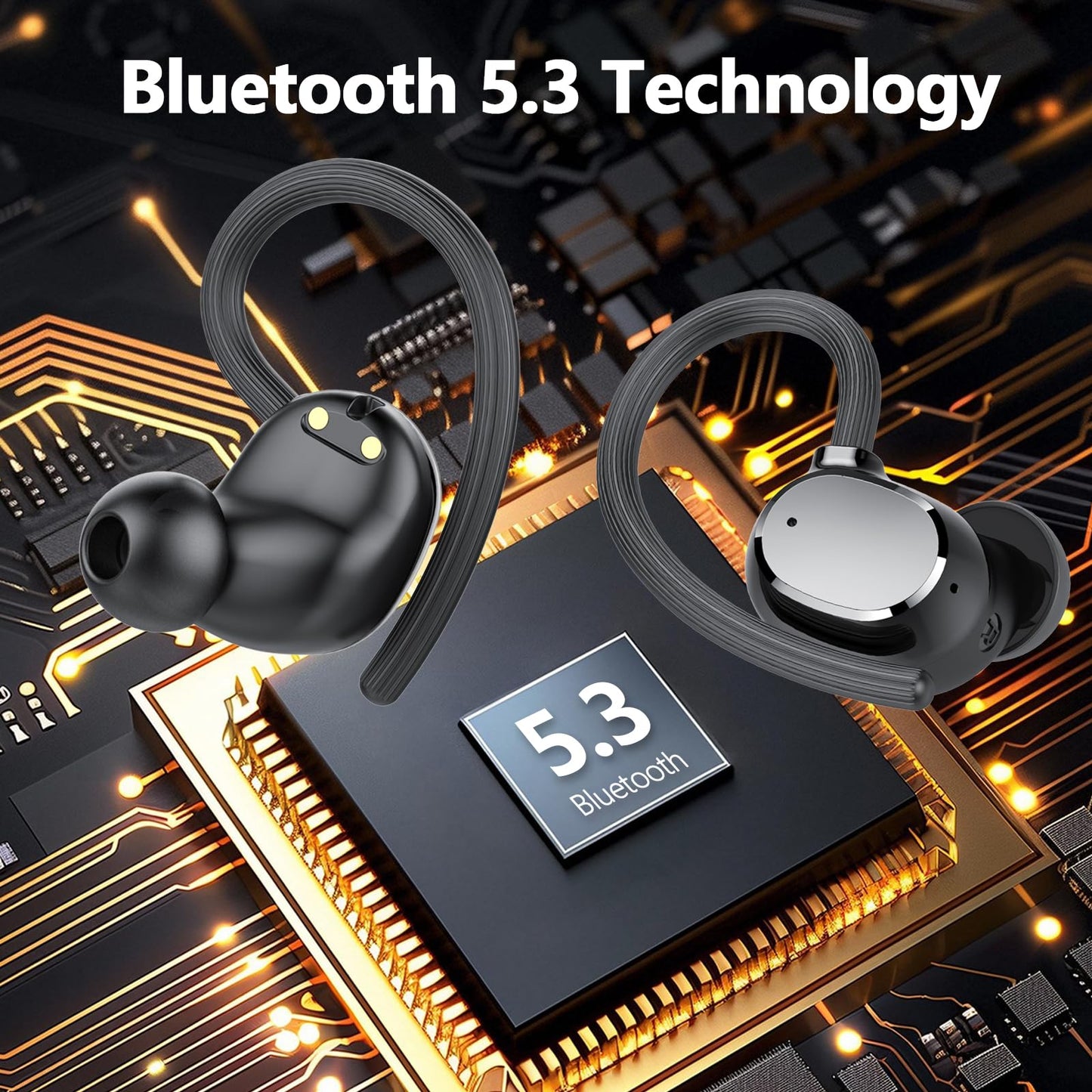 Cuffie Bluetooth, 2026 Auricolari Bluetooth 5.3 con 4 Mic, Cuffie Wireless In Ear HiFi Stereo, 128 Ore LED Display, Touch Control, Cuffie Senza Fili IP7 Impermeabili, per Sport Running, USB-C