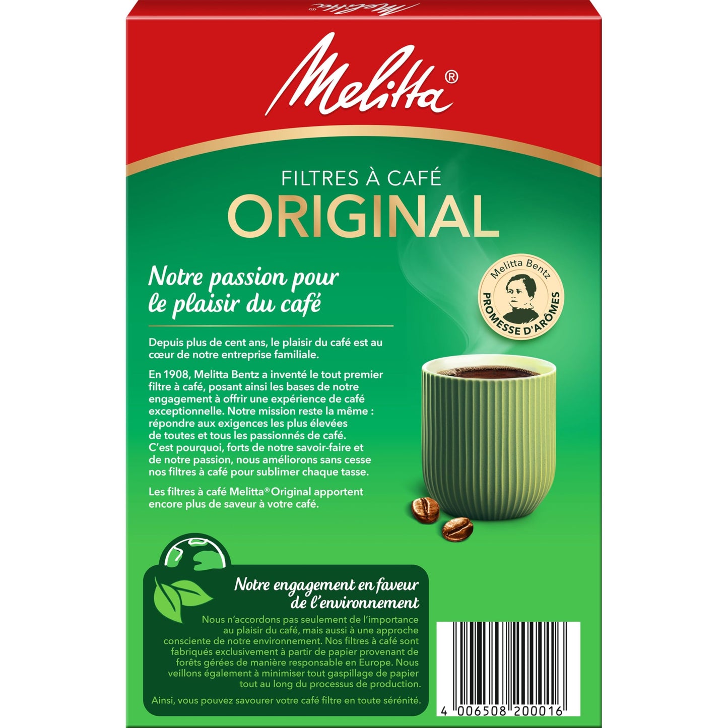 Melitta Original Filtri 1 x 4, Confezione da 40, Bianco